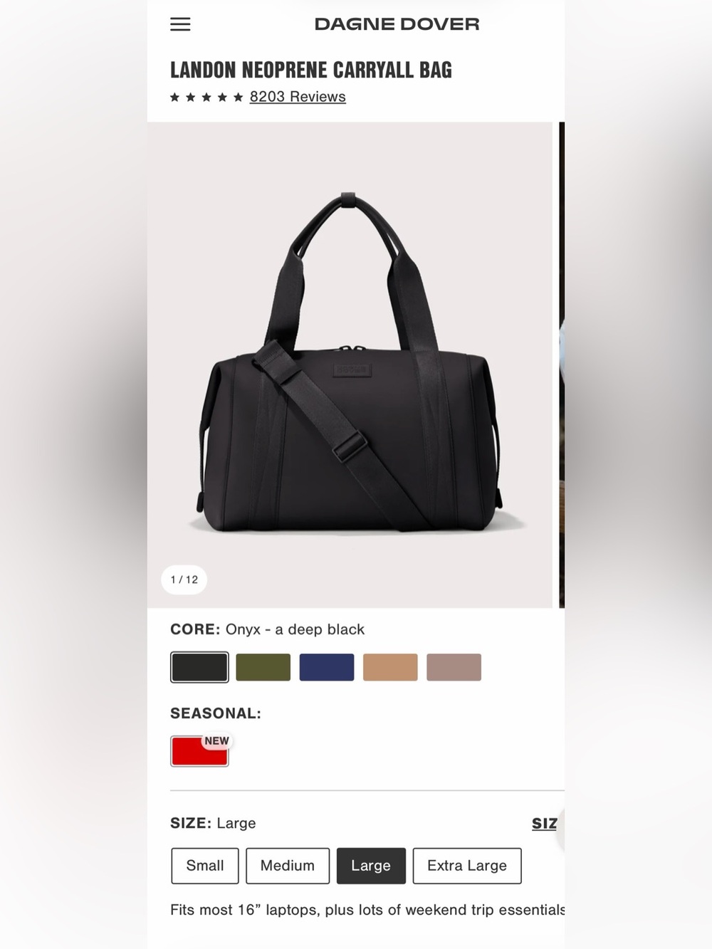 Dagne Dover Black Neoprene Duffel Travel Bag